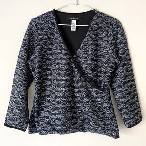 Jones New York Women's Petite Black Blue Top - PS - Pre-owned